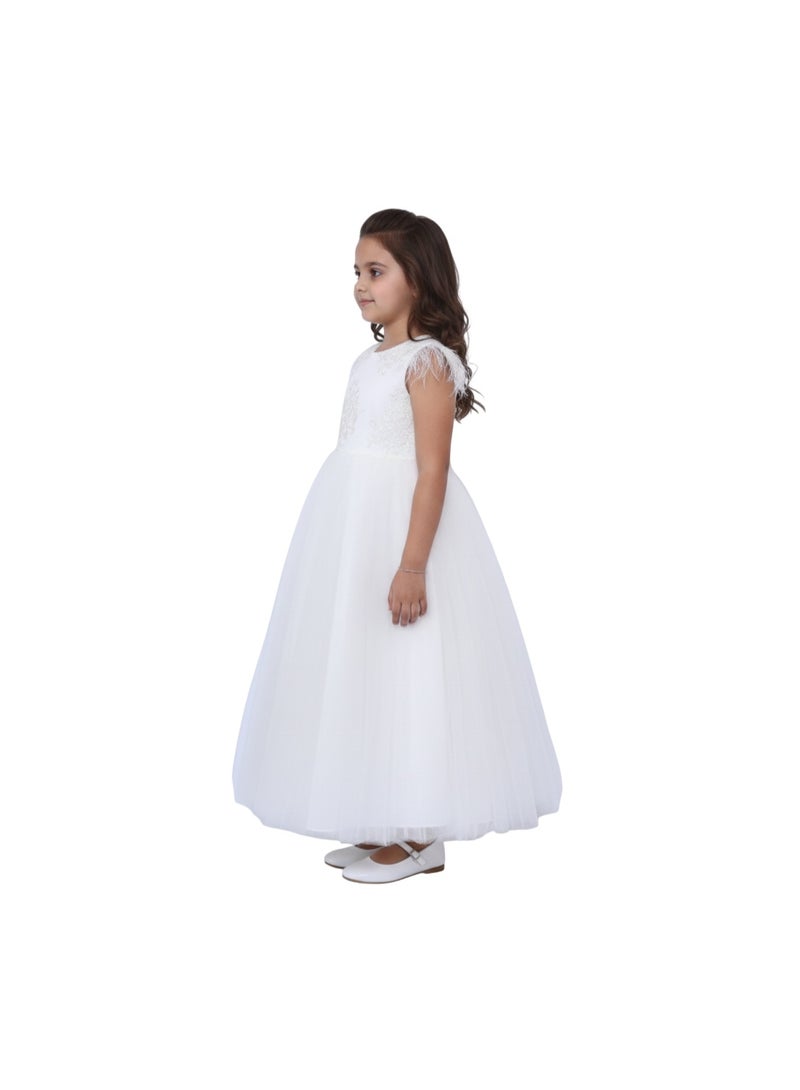 D'Daniela Long Party Dress with Patterns White Colour - Image 3